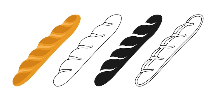 Vecteur ensemble de clipart baguette française