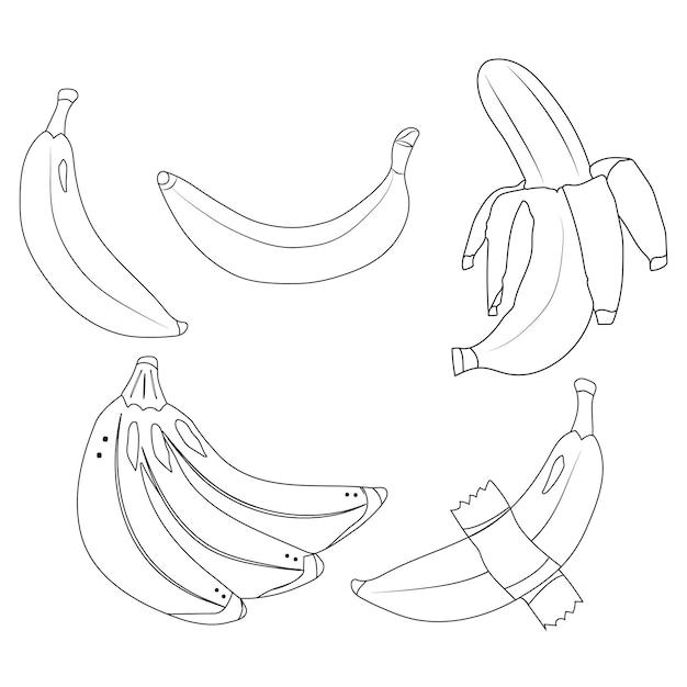 Vecteur ensemble de clipart de contours de bananes