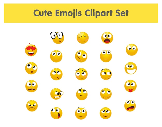 Ensemble de cliparts Emojis jaunes