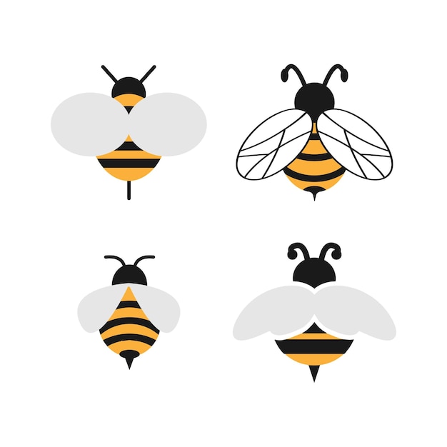 Ensemble De Cliparts D'icône D'abeille