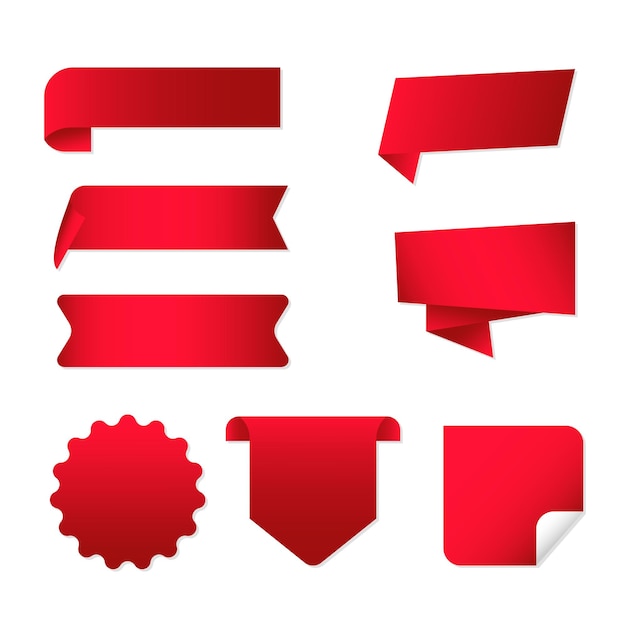 Ensemble de cliparts vectoriels blancs avec autocollant rouge