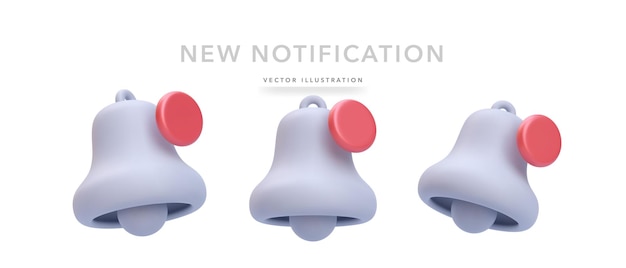 Vecteur ensemble de cloches de notification réalistes isolées sur fond blanc illustration vectorielle