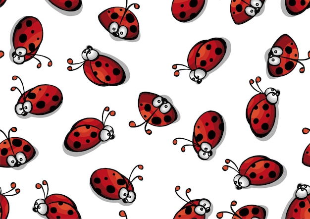 Ensemble De Coccinelle Rouge Isolé Sur Blanc. Illustration. Illustration Vectorielle