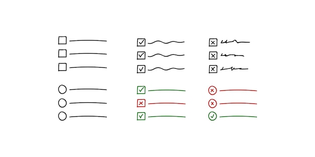 Ensemble De Coche Dessinée à La Main Et Croix En Carré Et En Cercle. Illustration Vectorielle