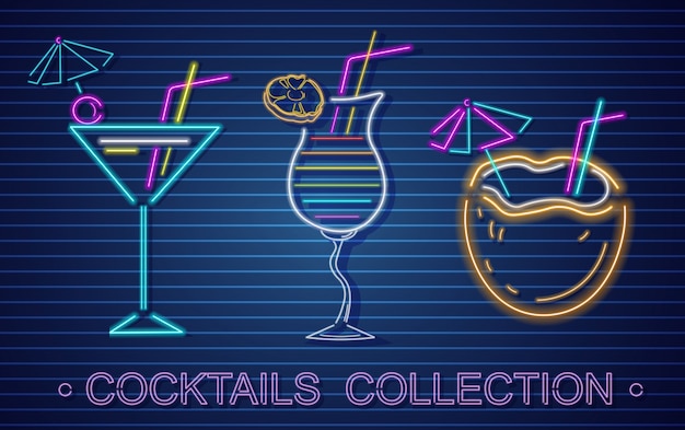 Ensemble De Cocktails à La Noix De Coco Néon