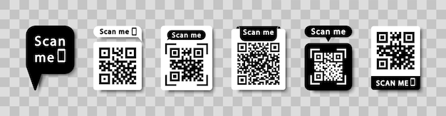 Vecteur ensemble de codes qr avec inscription scannez-moi avec un smartphone