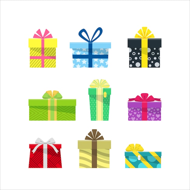 Ensemble de coffrets cadeaux plats colorés