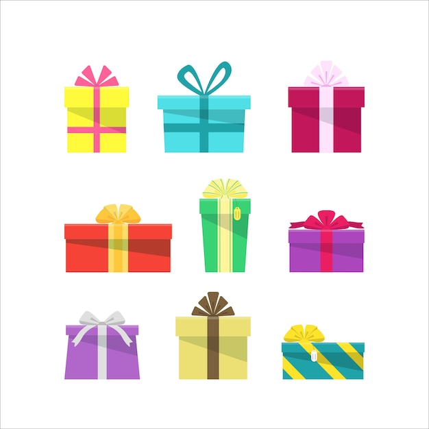 Ensemble de coffrets cadeaux plats colorés
