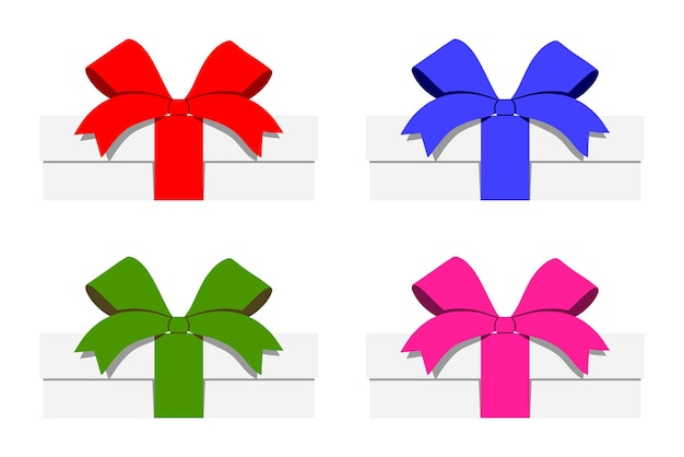 Vecteur ensemble de coffrets cadeaux vectoriels de petite taille avec des rubans de couleurs différentes boîtes cadeaux vectorielles de style plat