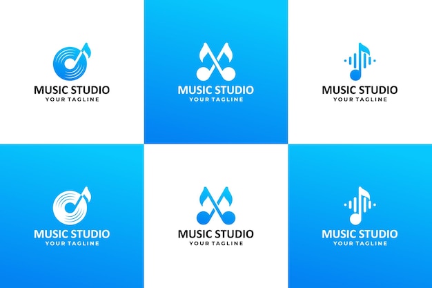 Ensemble de collection de conception de logo de musique Conception d'élément de lecteur audio