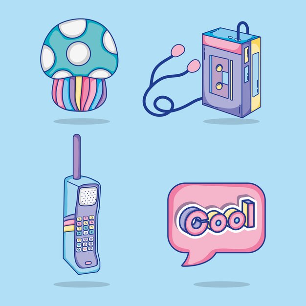 Ensemble de collection de dessins animés pop art