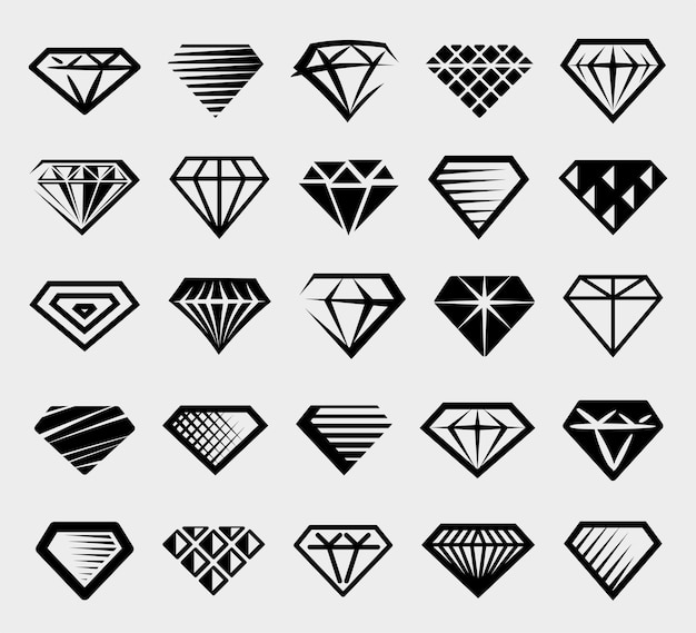 Ensemble De Collection De Diamants Collection Icône Diamants Vector