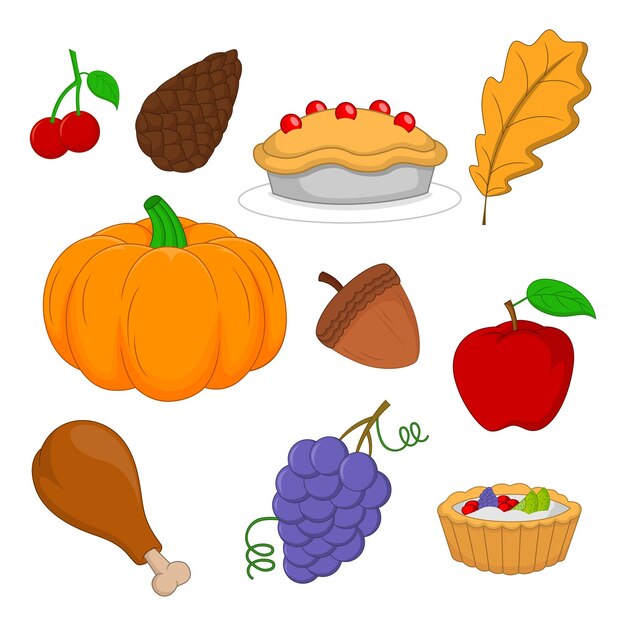 Ensemble de collection d'éléments d'automne