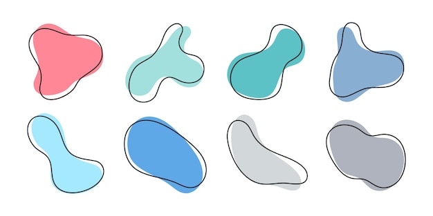 Ensemble de collection de forme de goutte de fluide d'amibe organique abstraite pour la décoration