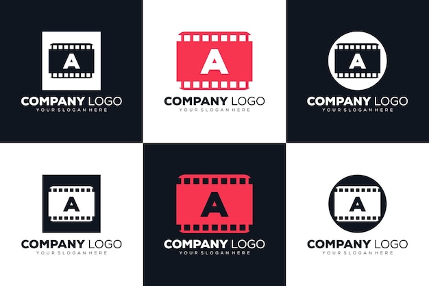 ensemble de collection Lettre A logo initial pour le modèle de conception de film et de vidéographie de cinéma