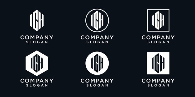Ensemble de collection de logo ich lettres monogramme moderne
