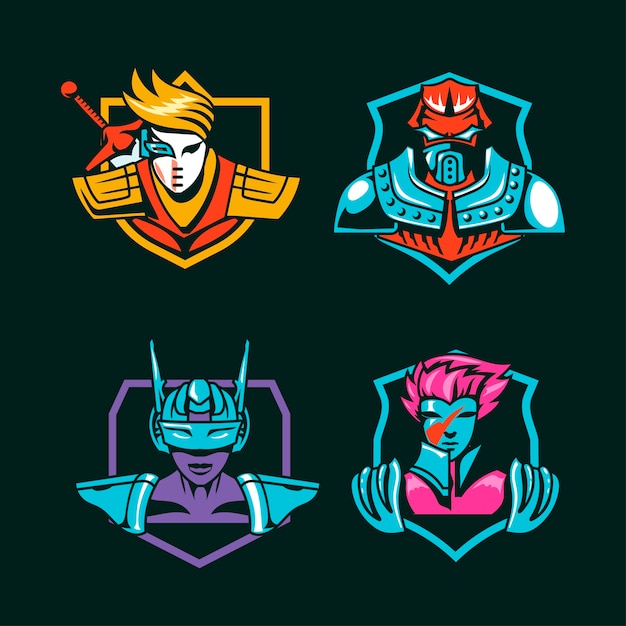 Ensemble De Collection De Logo Mascotte Héros Esport