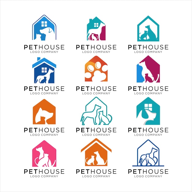 Ensemble De Collection De Logo Pet House Pet Shop Logo Template Design Vector
