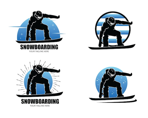 Ensemble De Collection De Logos De Silhouette De Snowboard