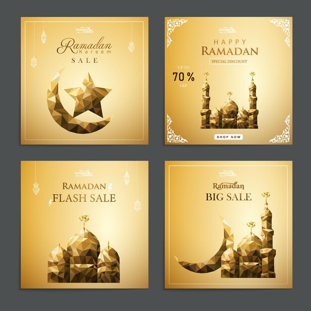 Ensemble De Collection D'or De Publications Sur Les Médias Sociaux De Vente Du Ramadan