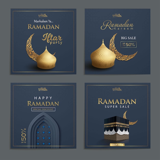 Ensemble De Collection De Publications Sur Les Médias Sociaux De Grande Vente Du Ramadan