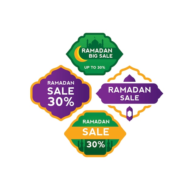Ensemble De Collection Ramadan Vente étiquette Badge Modèle Conception étiquette Illustration Modèle Conception