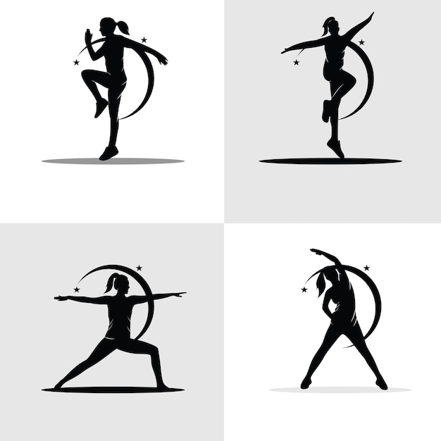 Ensemble De Collection De Silhouettes De Gymnastique Féminine