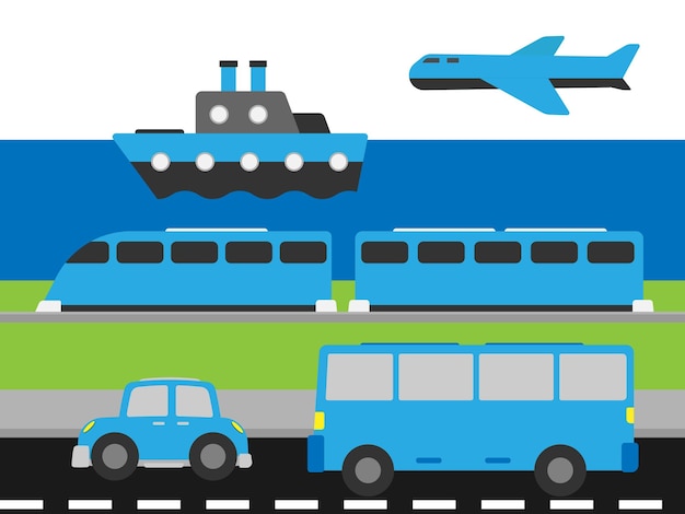 Vecteur ensemble de collection d'un véhicule de transport au design plat