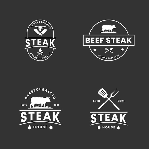 Ensemble De Collection Vintage De Conception De Logo De Steak De Boeuf