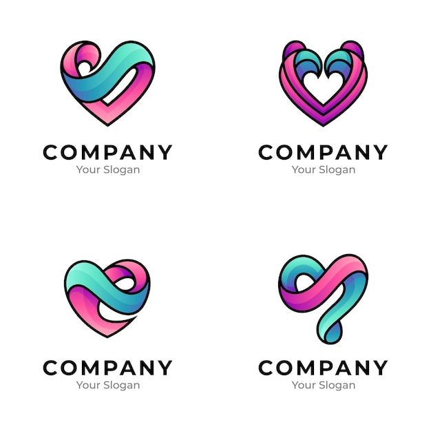 Un Ensemble De Collections De Logos De Cœur Ou D'amour Avec Une Variété De Formes