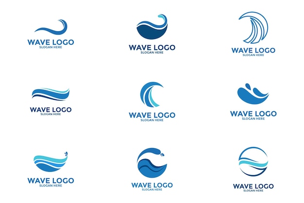 Ensemble de collections de logos vectoriels de conception de logos Wave