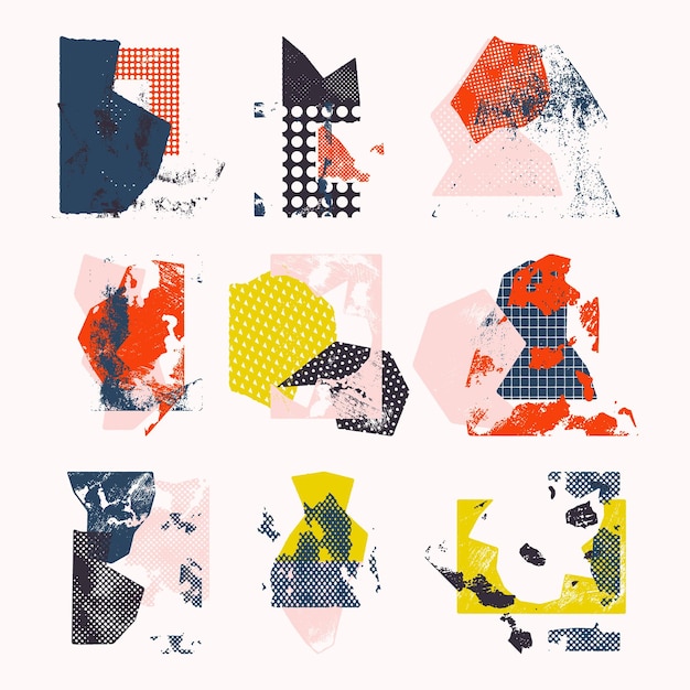 Ensemble coloré comportant des éléments texturaux pour la conception Formes vectorielles pour les illustrations d'impression