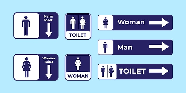 Un ensemble complet d'icônes de signalisation des toilettes et de l'accessibilité adaptées à la navigation