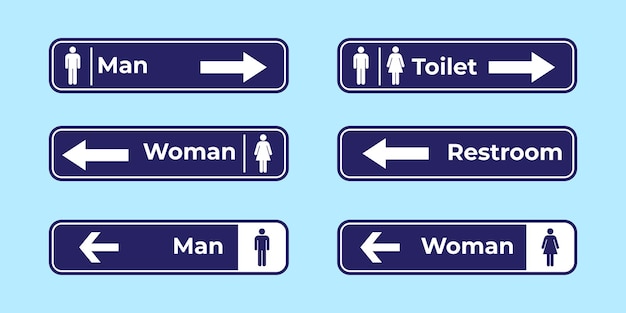 Un ensemble complet d'icônes de signalisation des toilettes et de l'accessibilité adaptées à la navigation