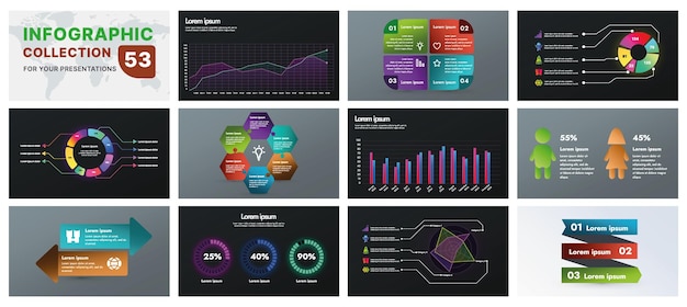 Un ensemble complet d'infographies avec des éléments de conception modernes, y compris des graphiques