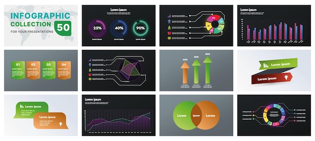 Un ensemble complet d'infographies avec des éléments de conception modernes, y compris des graphiques