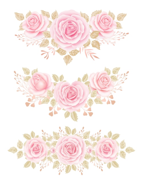 Ensemble des compositions florales. Roses roses Clip Art, Floral Clip art, Roses de mariage