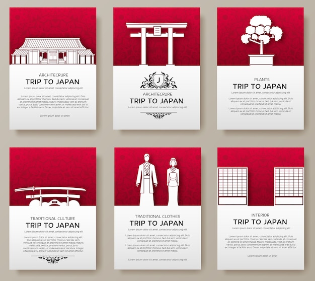 Ensemble De Concept D'illustration D'ornement De Pays Japon