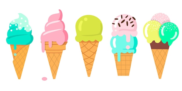 Ensemble de concept d'illustration vectorielle de crème glacée popsicle