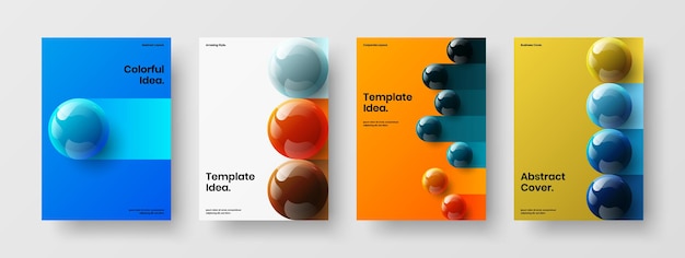 Ensemble de concept de première page de boules 3D multicolores