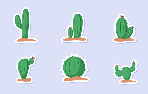 Ensemble De Conception D'autocollants De Cactus