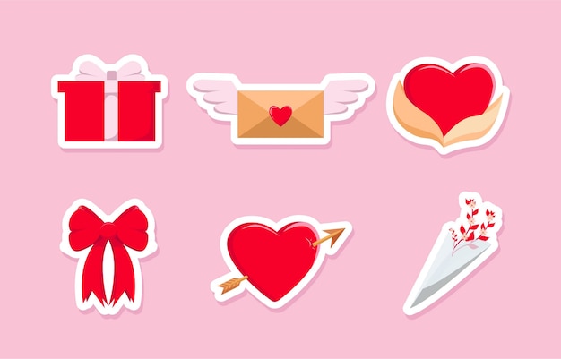 Ensemble de conception d'autocollants de la Saint-Valentin