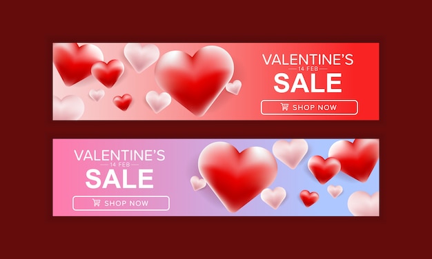 Ensemble De Conception De Bannière De Vente Saint Valentin