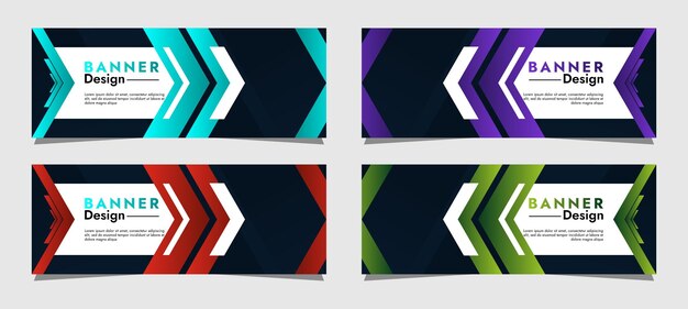 Ensemble de conception de bannières de modèles Web avec des formes géométriques simples colorées