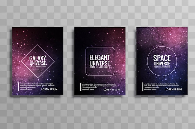 Ensemble de conception de brochure d&#39;affaires belle galaxie coloré