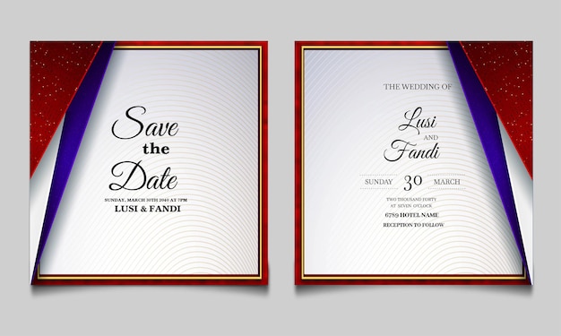 Ensemble De Conception De Cartes D'invitation De Mariage De Luxe