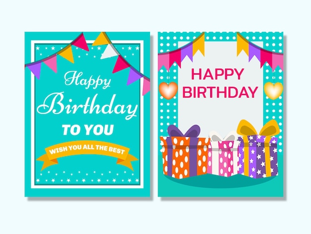 Ensemble De Conception De Cartes De Voeux D'anniversaire