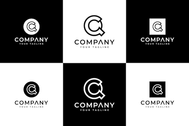 Ensemble De Conception Créative De Logo De Lettre Cq Pour Toutes Les Utilisations