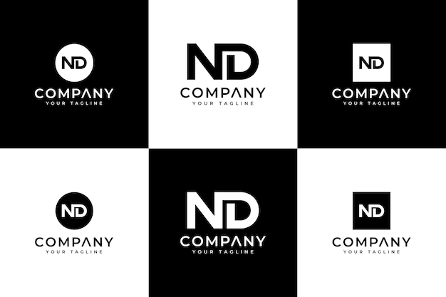 Ensemble de conception créative de logo de lettre nd pour toutes les utilisations