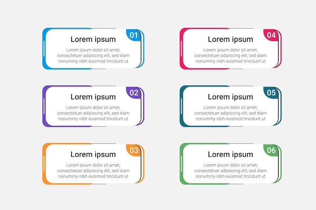 Ensemble De Conception D'étapes Infographiques De Cadre De Couleur Carré Moderne Vecteur Premium